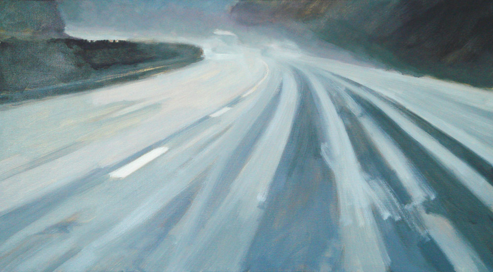 2013 waterweg, 50 x 90 cm acryl- en olieverf op linnen ©july leesberg