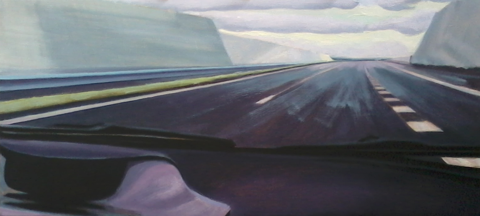 2013 de weg, 40x90cm acryl- en olieverf op linnen © july leesberg